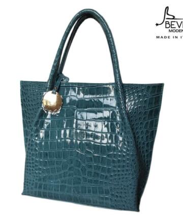 Mid-Size Croc Print Leather Tote (Style B5)
