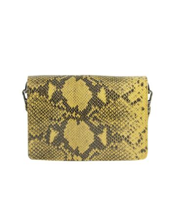 Chiara  Snake Print Genuine Suede Leather Shoulder Bag - BROWN